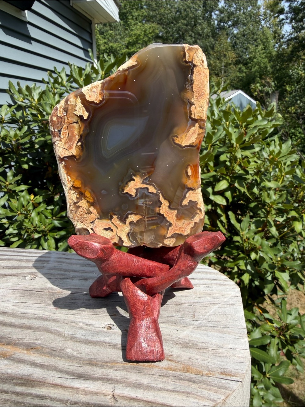Large Polished Agate Slab with Display Stand